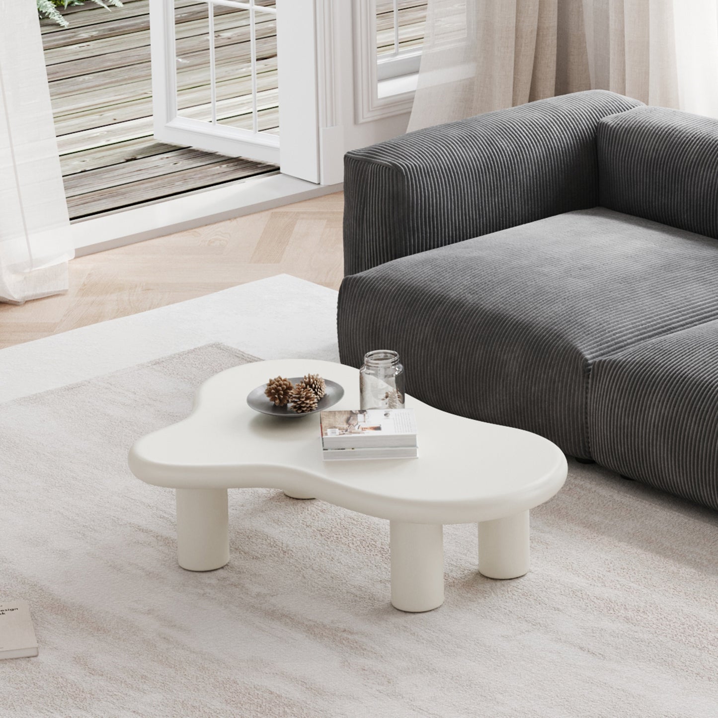 Curved Coffee Table with Baking Finish, Irregular Shaped
