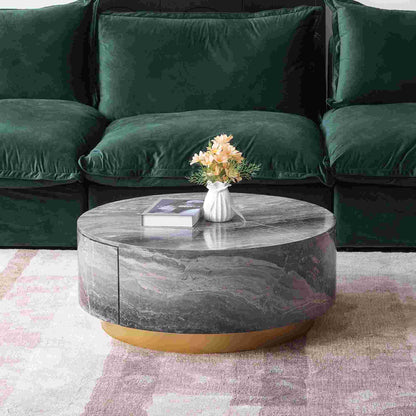 Round Marble Coffee Table with Storage