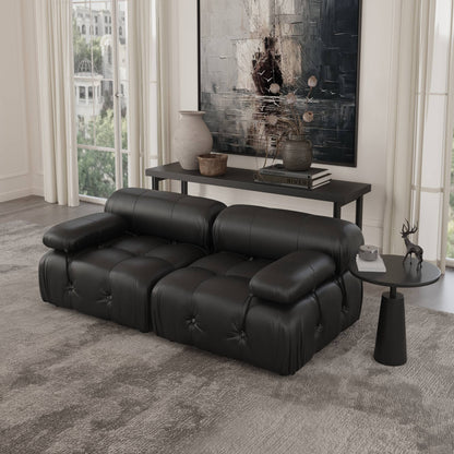 Loveseat Bubble Modular Modern Sofa with Rolled Arm, Scratch Resistant, Pet Safe Upholstered Couch, Faux Leather | Milano