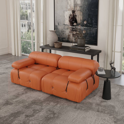 Loveseat Bubble Modular Modern Sofa with Rolled Arm, Scratch Resistant, Pet Safe Upholstered Couch, Faux Leather | Milano