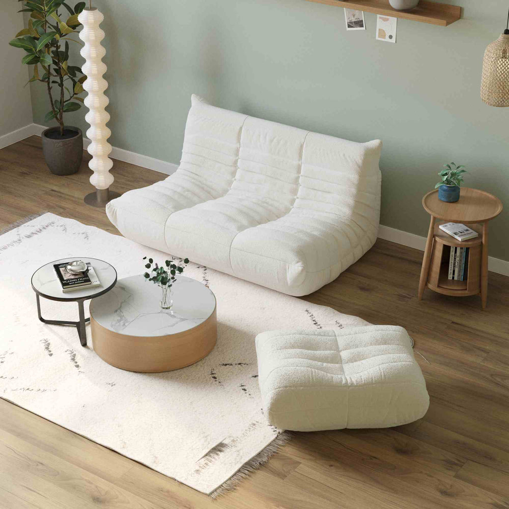 2-Seater Modular Loveseat in Teddy Velvet
