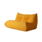 Yellow bean bag chair on a white background