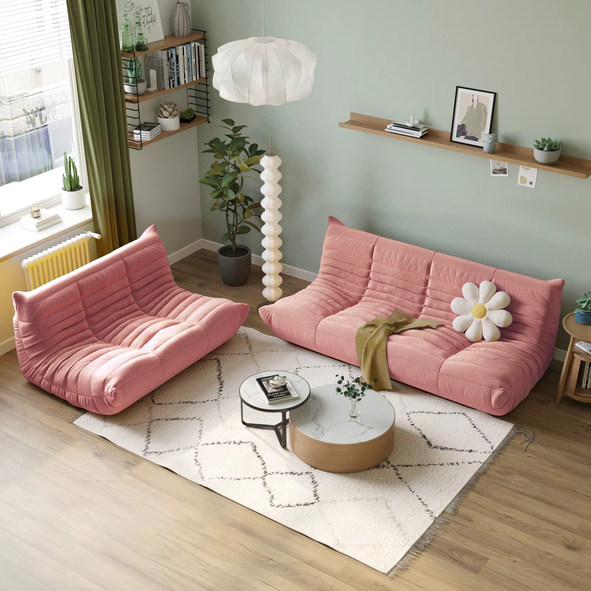 2-Seater Modular Loveseat in Teddy Velvet
