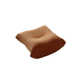 A distinctive caterpillar-shaped brown upholstered ottoman with a soft, plush appearance.