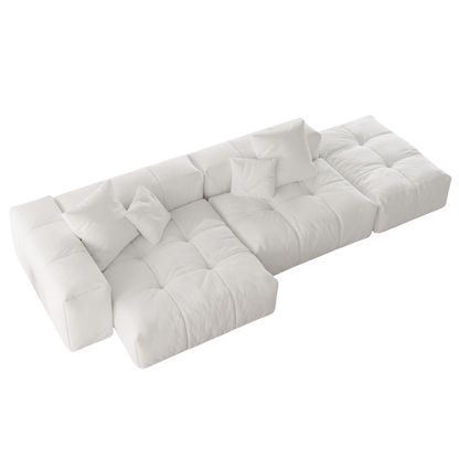 White sofa with cushions on a white background