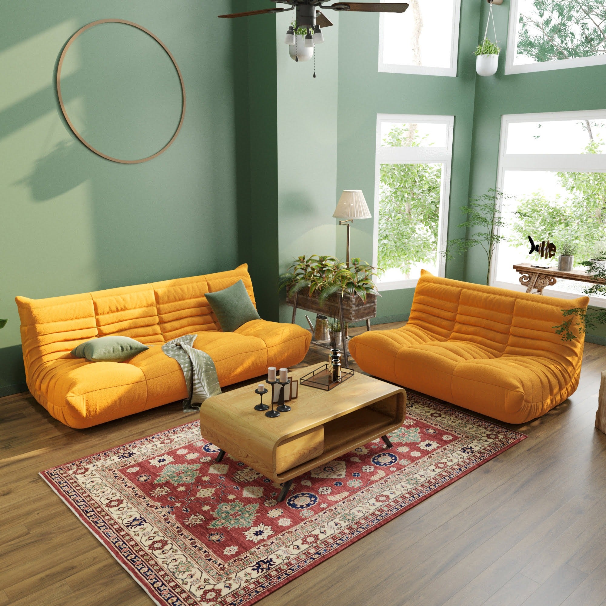 2-Seater Modular Loveseat in Velvet