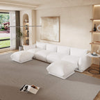 6-Seater Modular U-Shaped Sectional with Double Chaise in Chenille