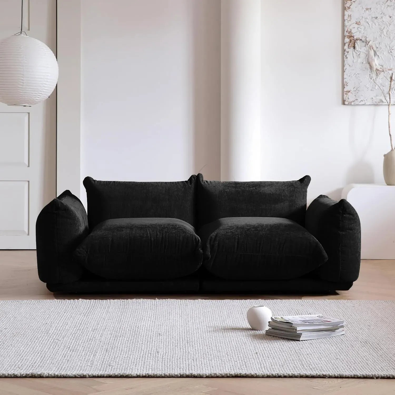 Modular Overstuffed 2-Seater in Black