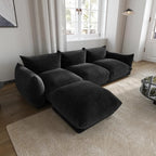 Modular Overstuffed 3-Seater L-Shaped Sectional in Black