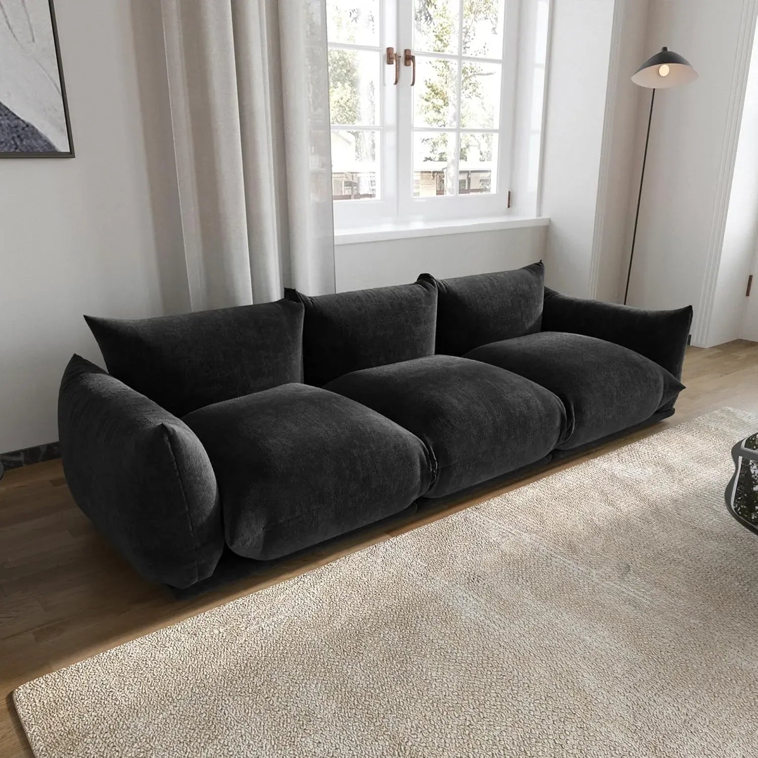 Modular Overstuffed 3-Seater in Black