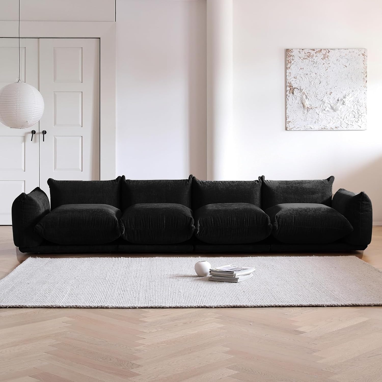 Modular Overstuffed 4-Seater in Black