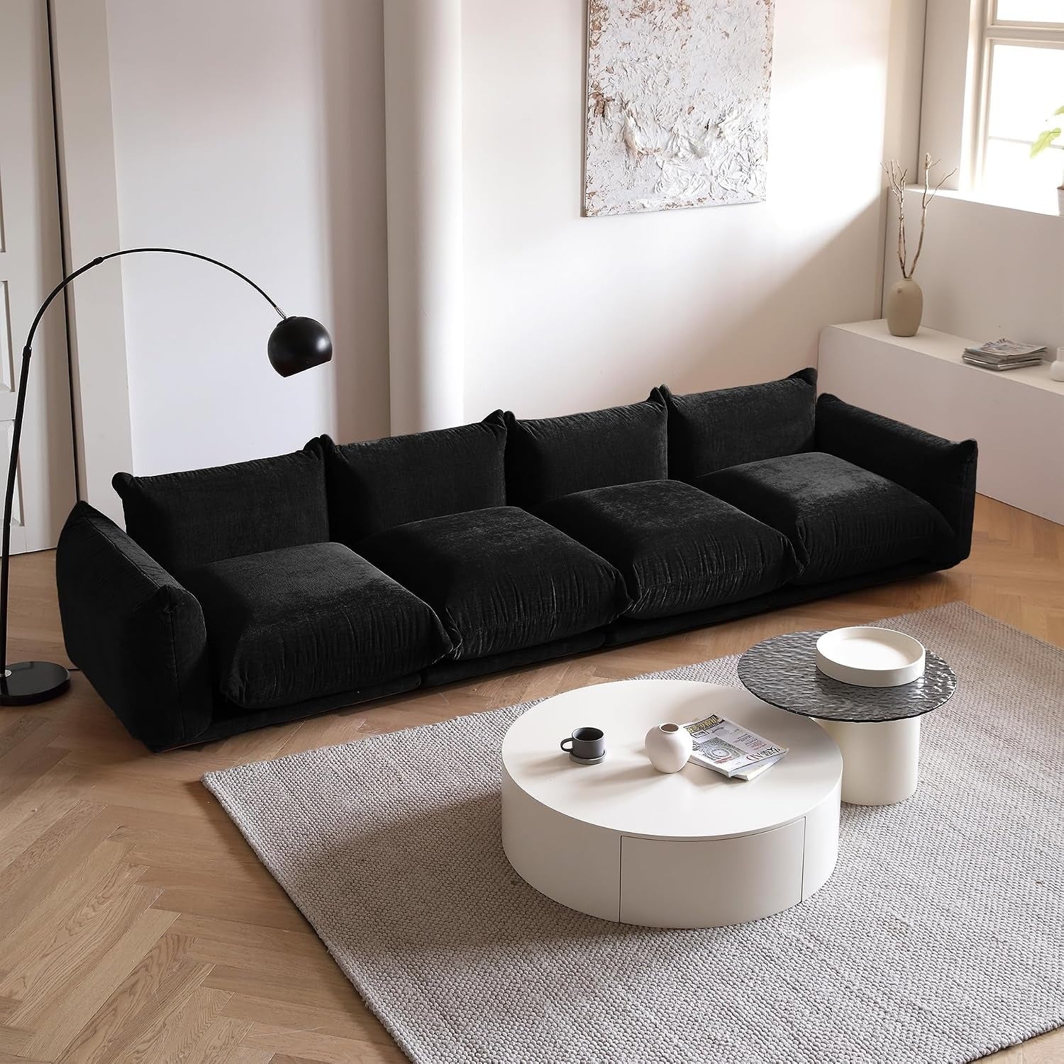 Modular Overstuffed 4-Seater in Black