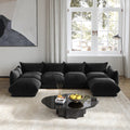 Modular Overstuffed 4-Seater U-Shaped Sectional in Black