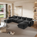 6-Seater Modular U-Shaped Sectional with Double Chaise in Chenille