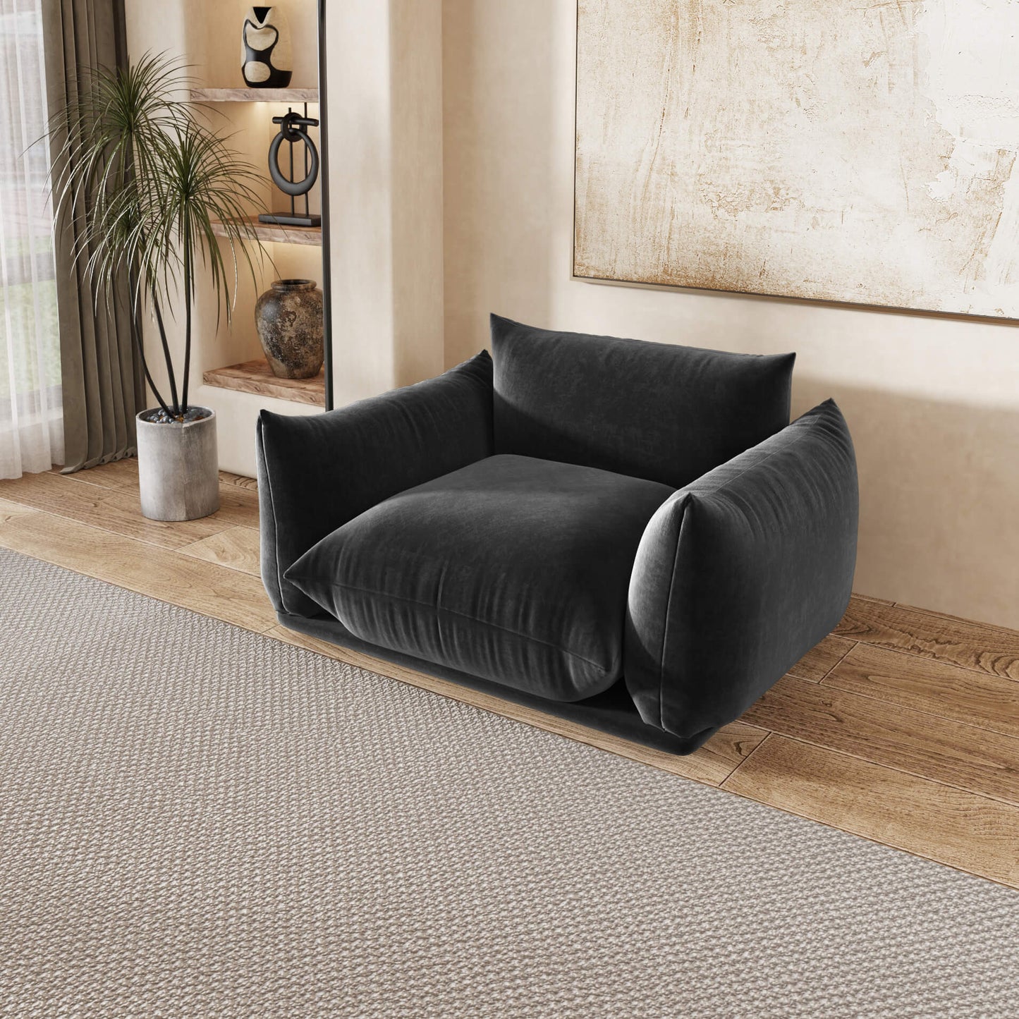 Modern Minimalism Armchair, Sectional Floor Armchair, Chenille | Verona