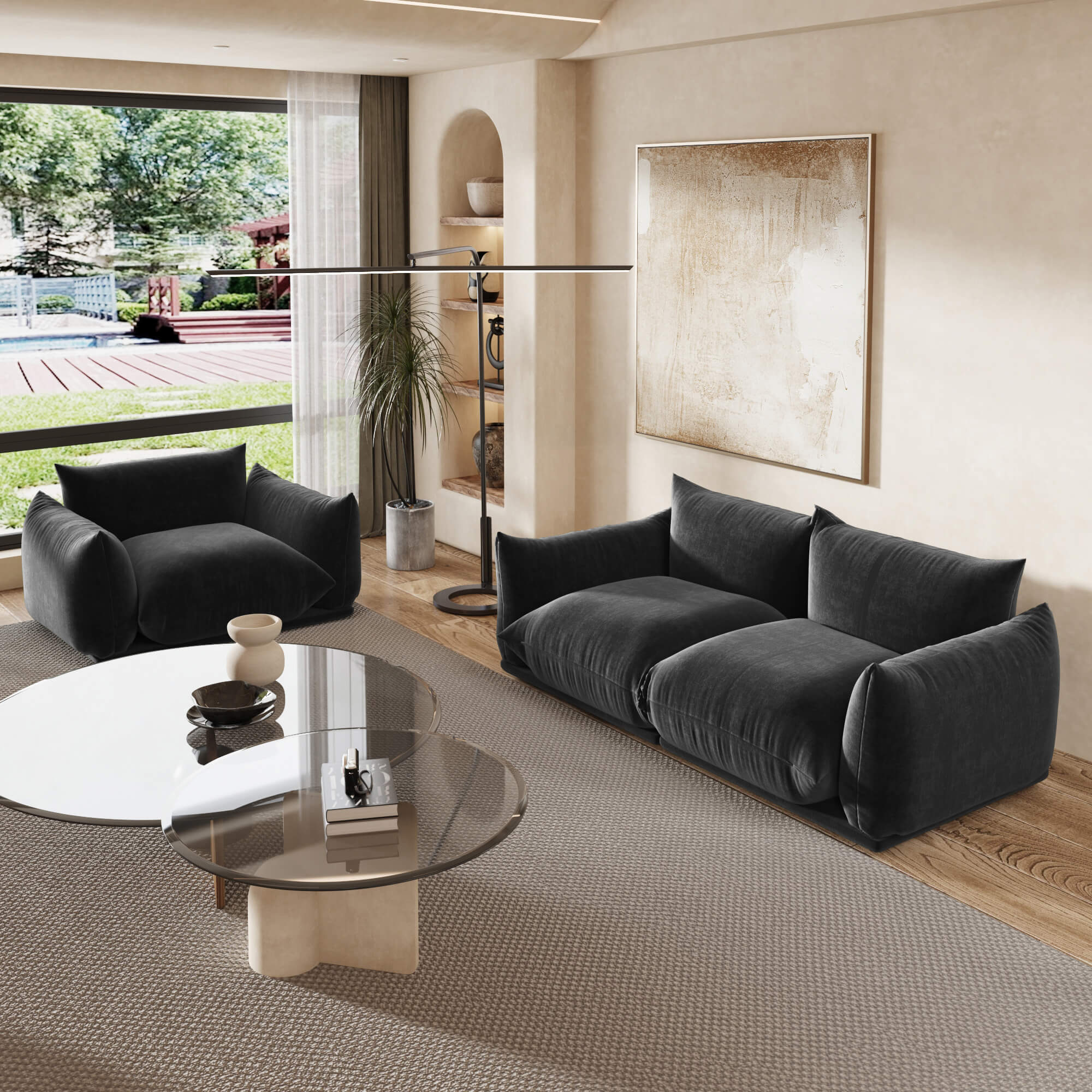 3-Seater Modular Sofa in Chenille