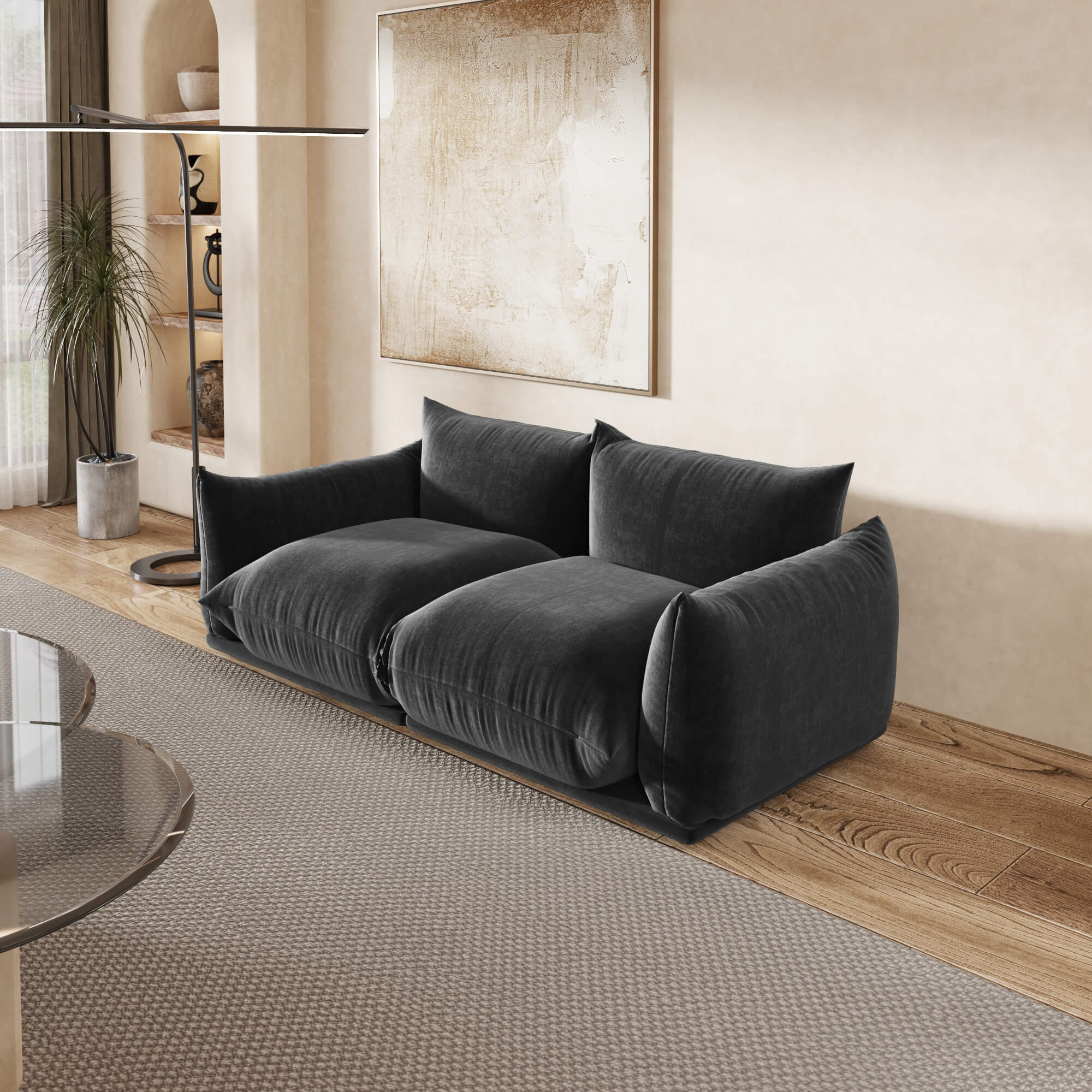 2-Seater Modular Loveseat in Chenille