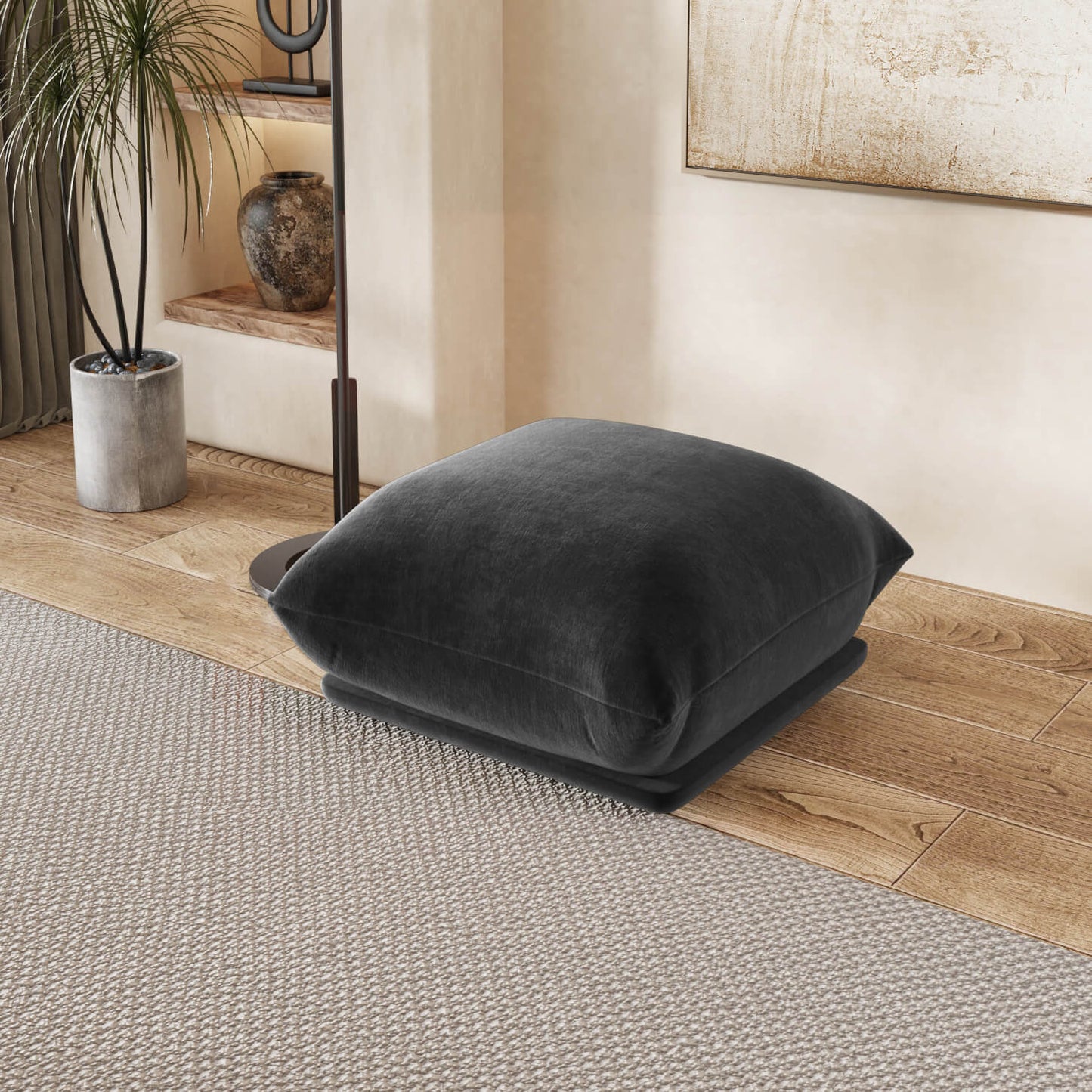 Modern Minimalism Ottoman, Sectional Floor Pouf, Chenille | Verona