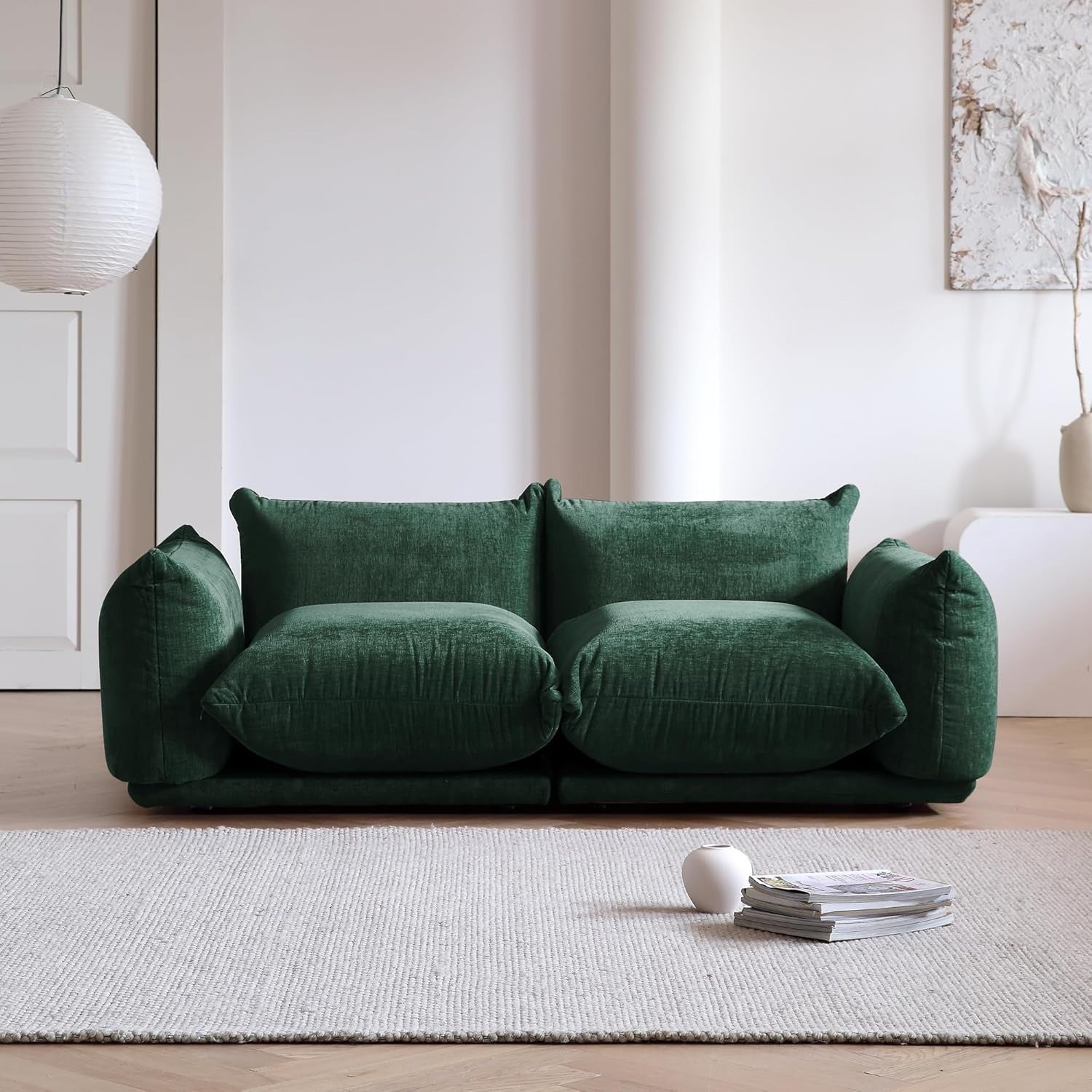 Modular Overstuffed 2-Seater in Emerald Green