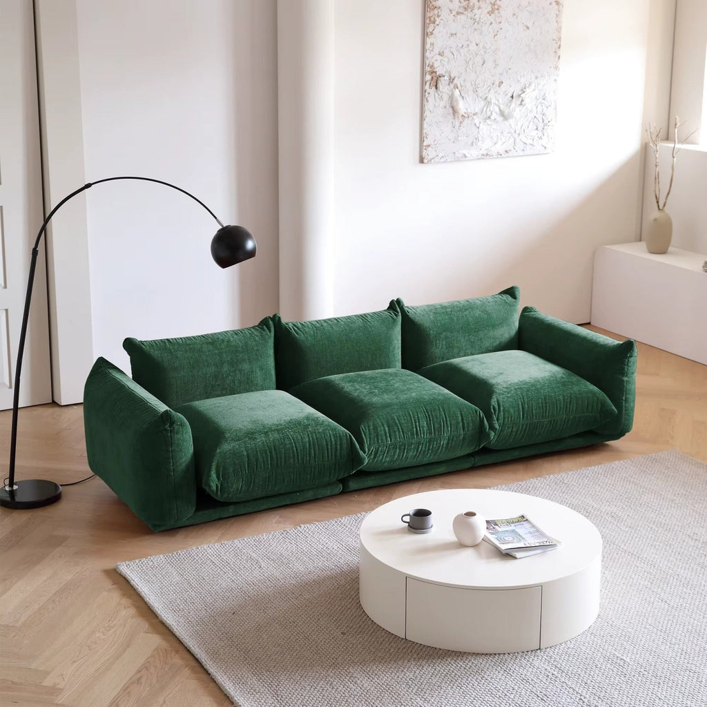 Modular Overstuffed 3-Seater in Emerald Green