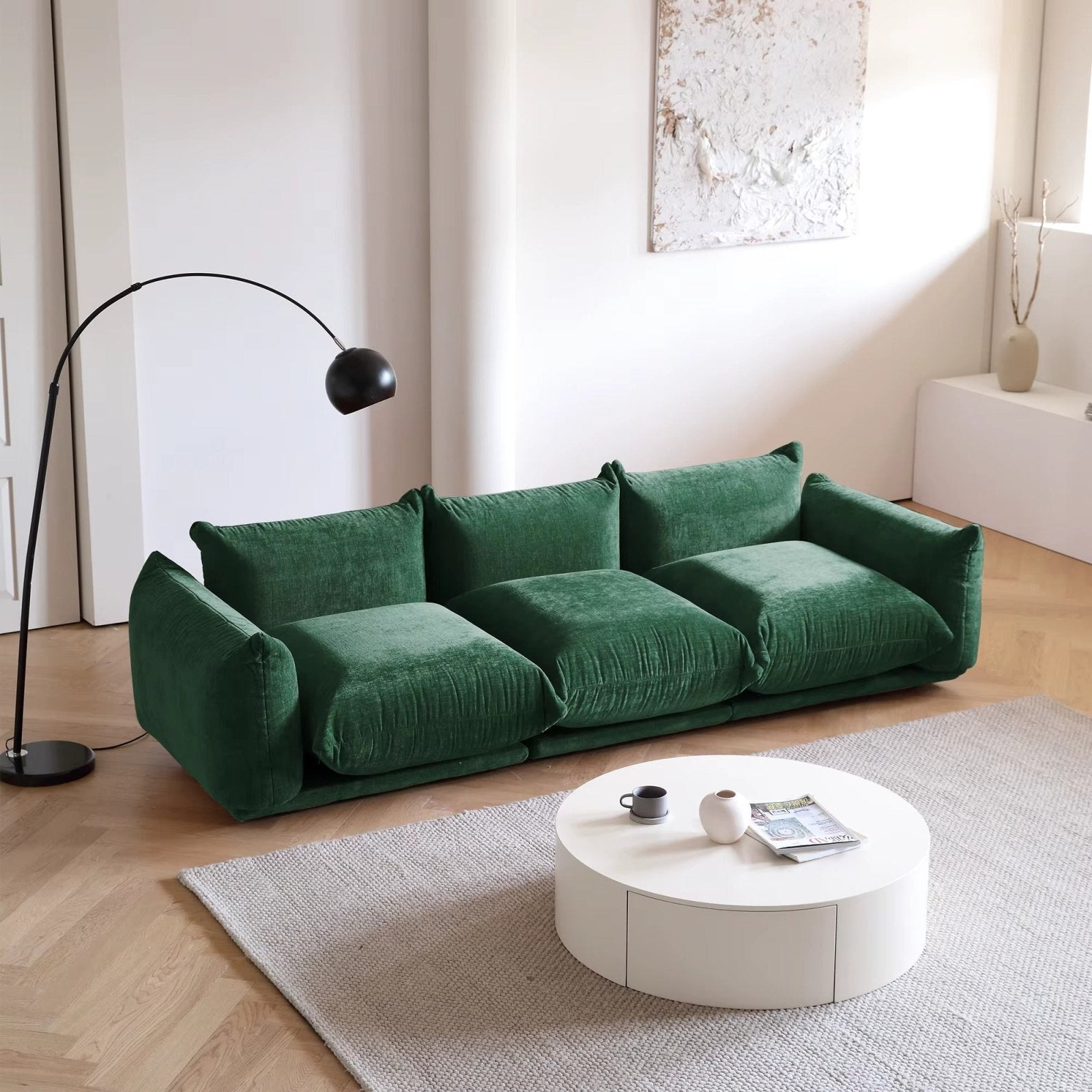 Modular Overstuffed 3-Seater in Emerald Green