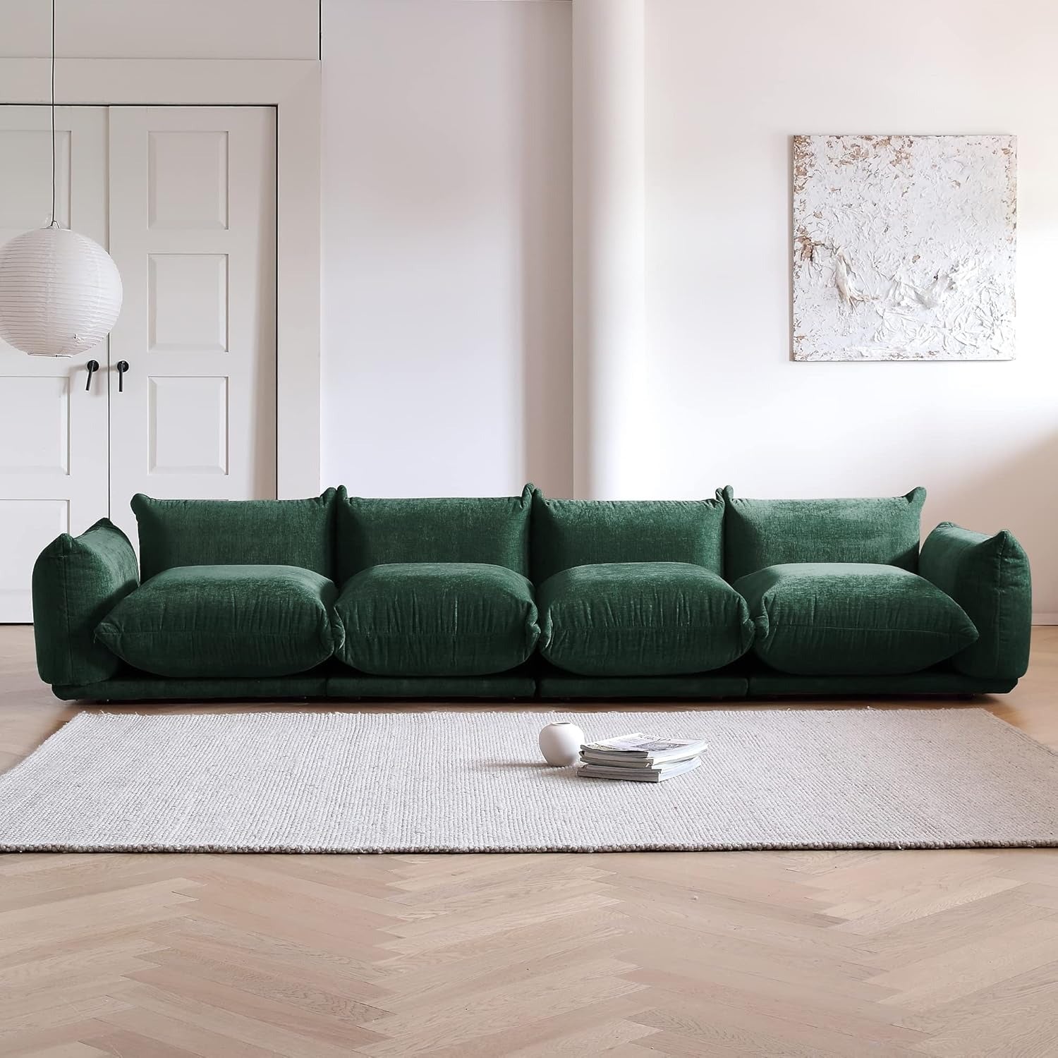 Modular Overstuffed 4-Seater in Emerald Green