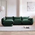 Modular Overstuffed 3-Seater L-Shaped Sectional in Emerald Green