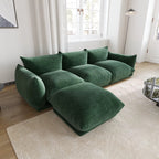 Modular Overstuffed 3-Seater L-Shaped Sectional in Emerald Green