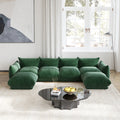 Modular Overstuffed 4-Seater U-Shaped Sectional in Emerald Green