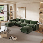 6-Seater Modular U-Shaped Sectional with Double Chaise in Chenille