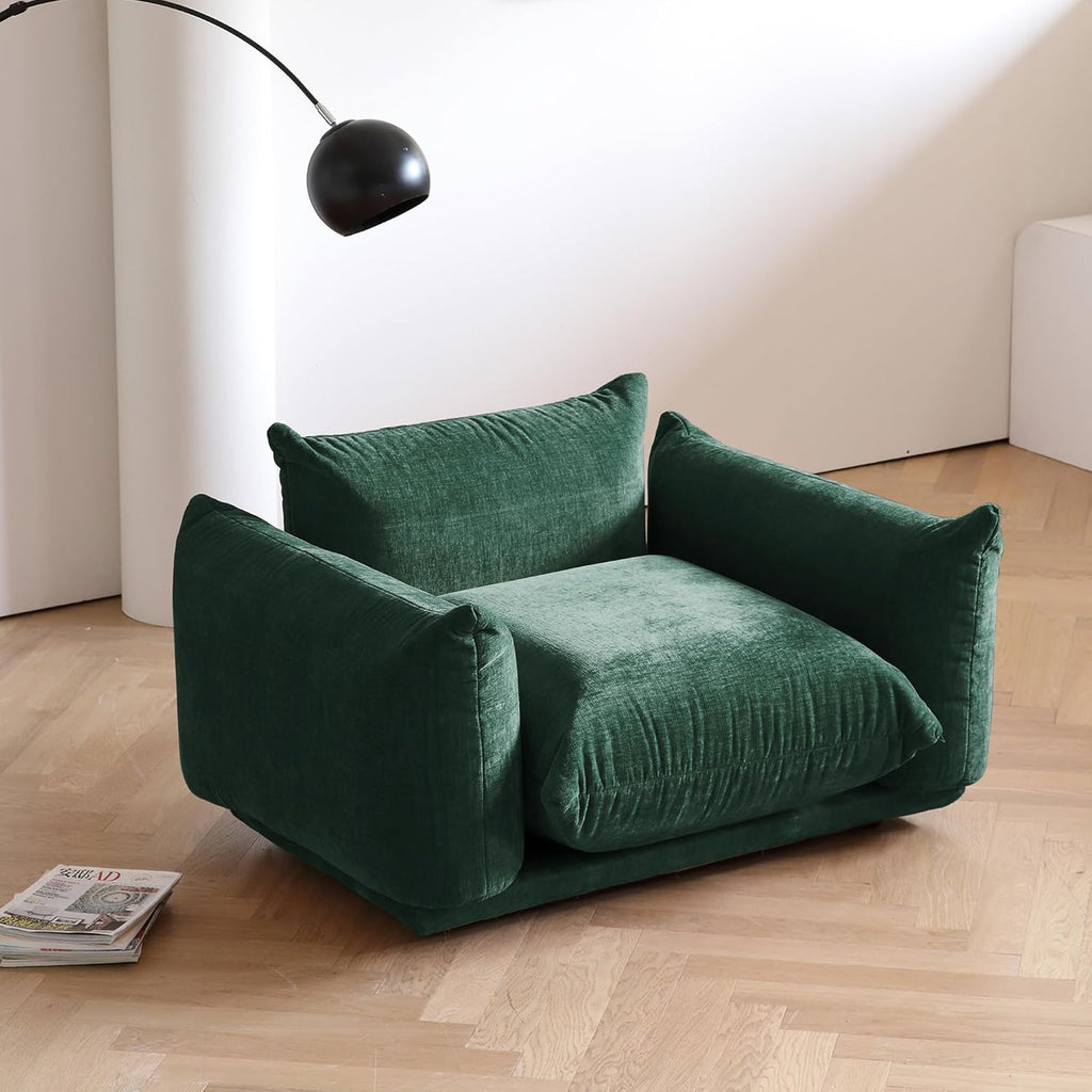 Modular Overstuffed Armchair in Emerald Green