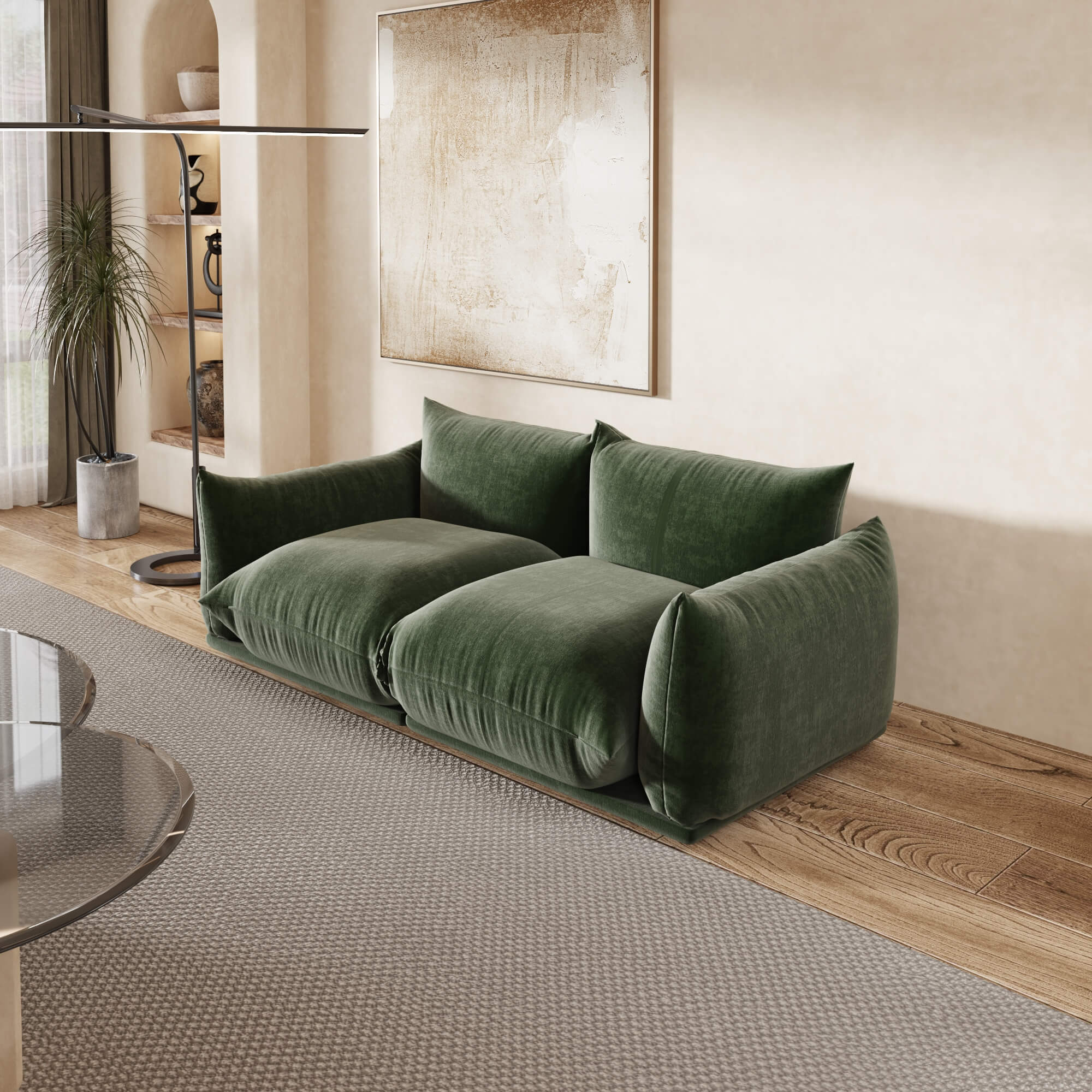 2-Seater Modular Loveseat in Chenille