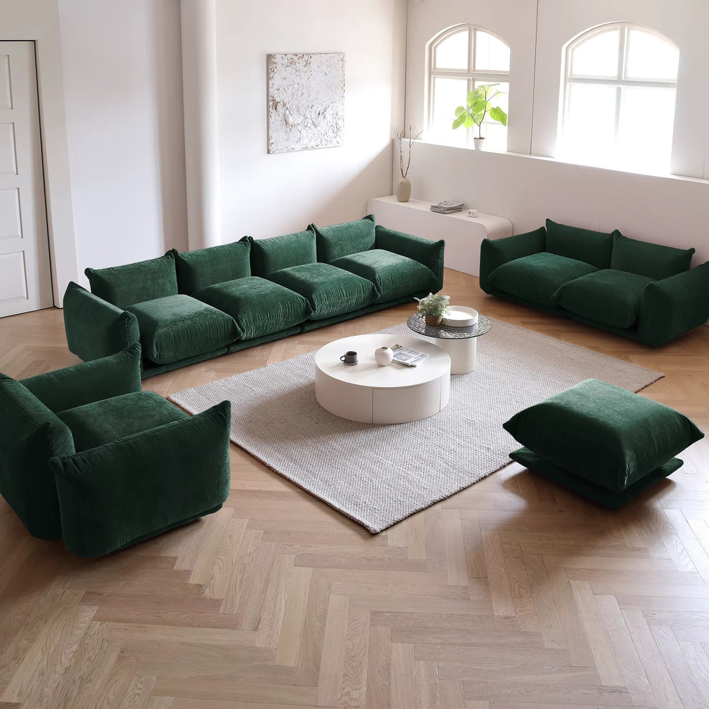 Modular Overstuffed Ottoman in Emerald Green