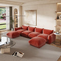 Modular Overstuffed 4-Seater U-Shaped Sectional in Blood Orange