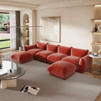 6-Seater Modular U-Shaped Sectional with Double Chaise in Chenille