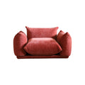 Blood orange armchair upholstered in chenille fabric