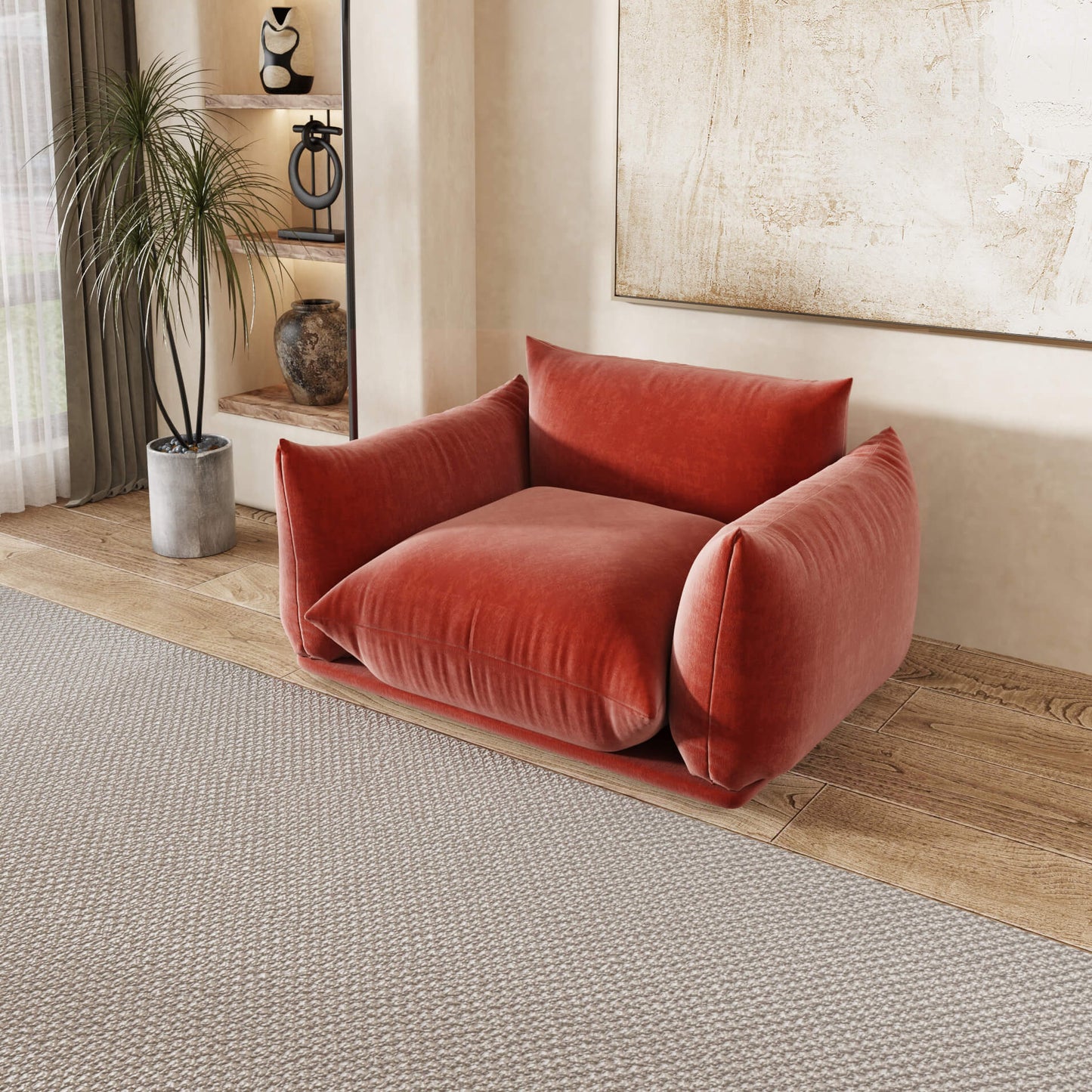 Modern Minimalism Armchair, Sectional Floor Armchair, Chenille | Verona