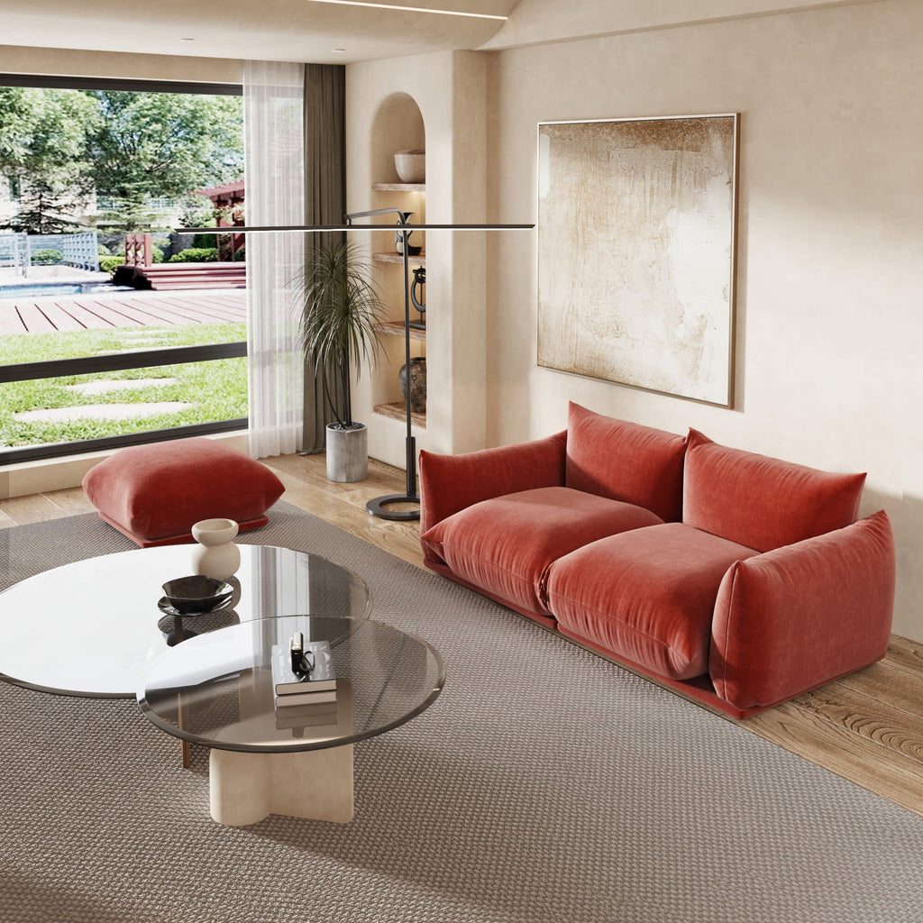 Modular Overstuffed 2-Seater in Blood Orange