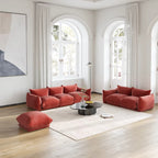Modular Overstuffed 3-Seater L-Shaped Sectional in Blood Orange