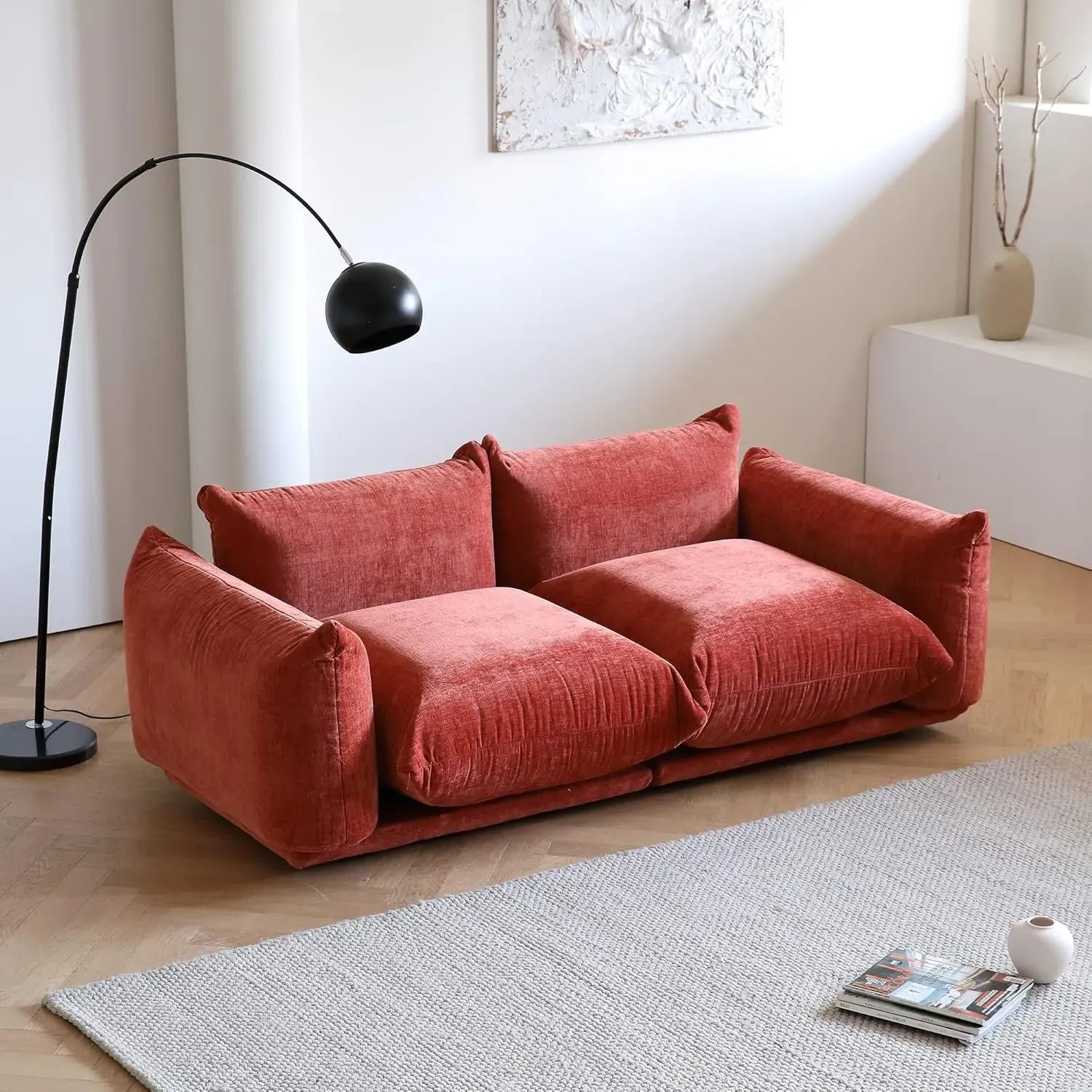 Modular Overstuffed 2-Seater in Blood Orange