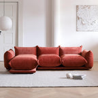 Modular Overstuffed 3-Seater L-Shaped Sectional in Blood Orange