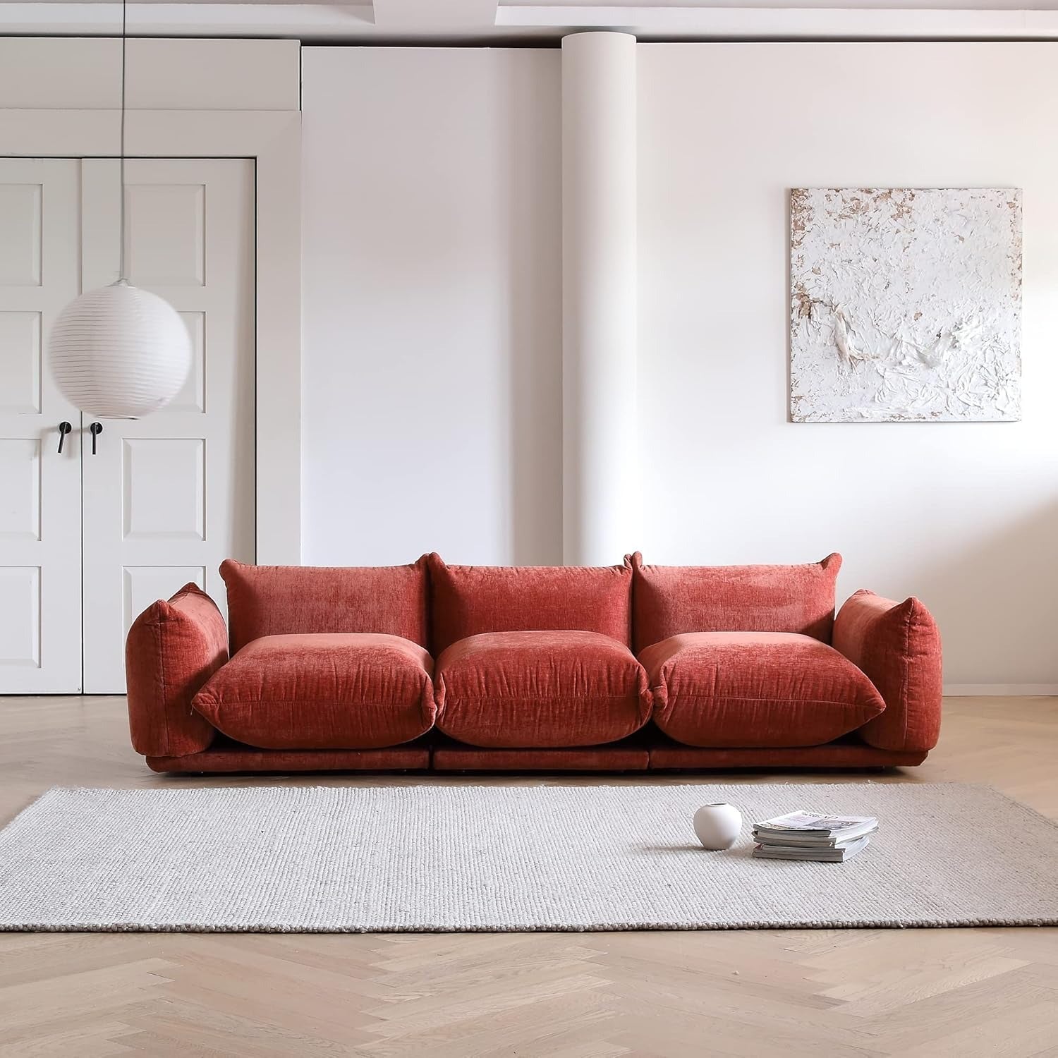 Modular Overstuffed 3-Seater in Blood Orange