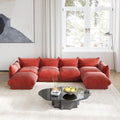 Modular Overstuffed 4-Seater U-Shaped Sectional in Blood Orange