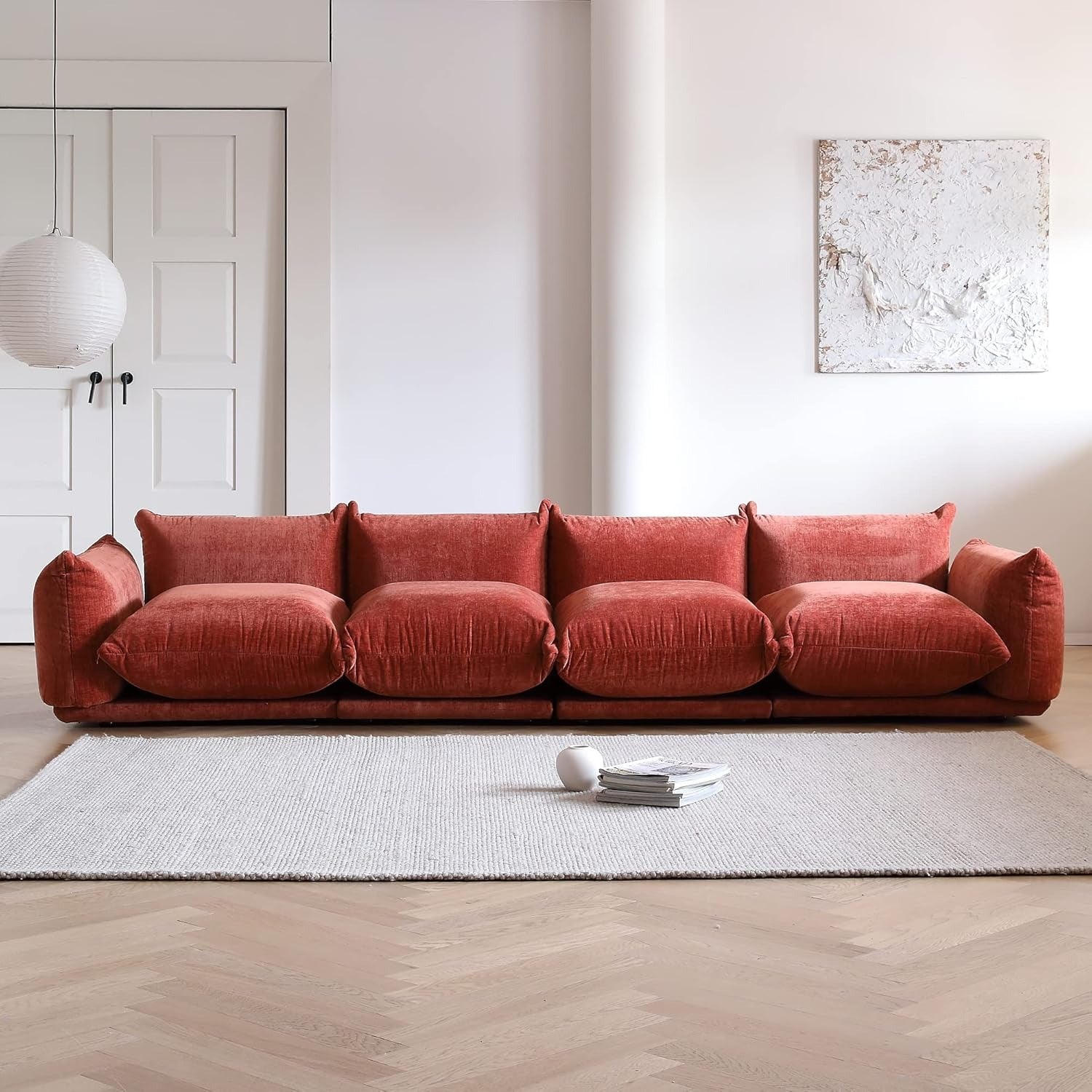 Modular Overstuffed 4-Seater in Blood Orange