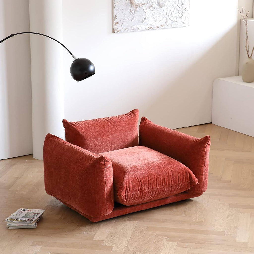 Modular Overstuffed Armchair in Blood Orange