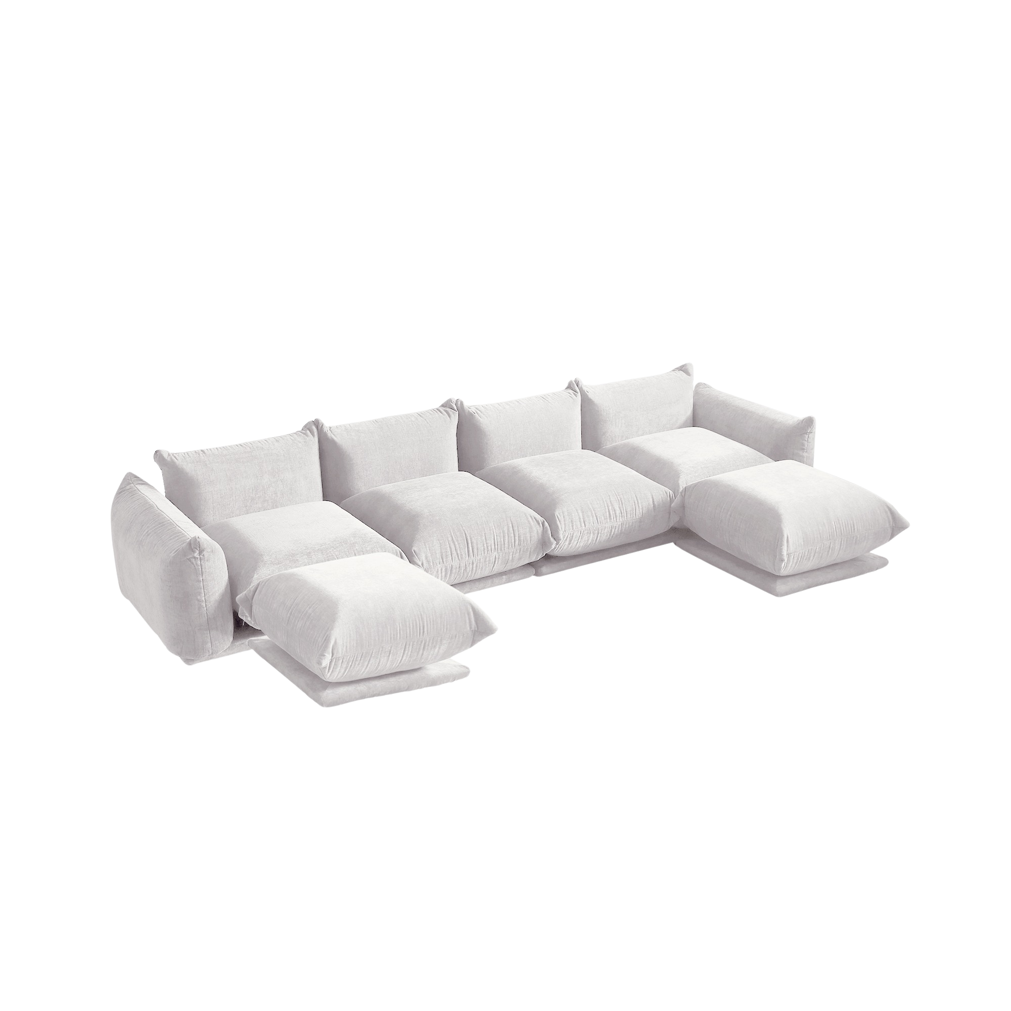 6-Seater Modular U-Shaped Sectional with Double Chaise in Chenille
