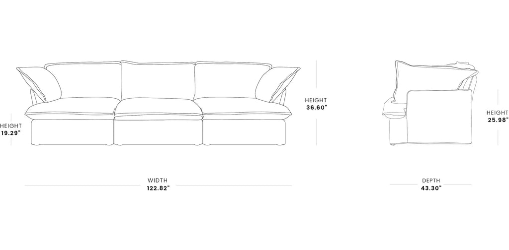 Modular Washable 3-Seater in Black