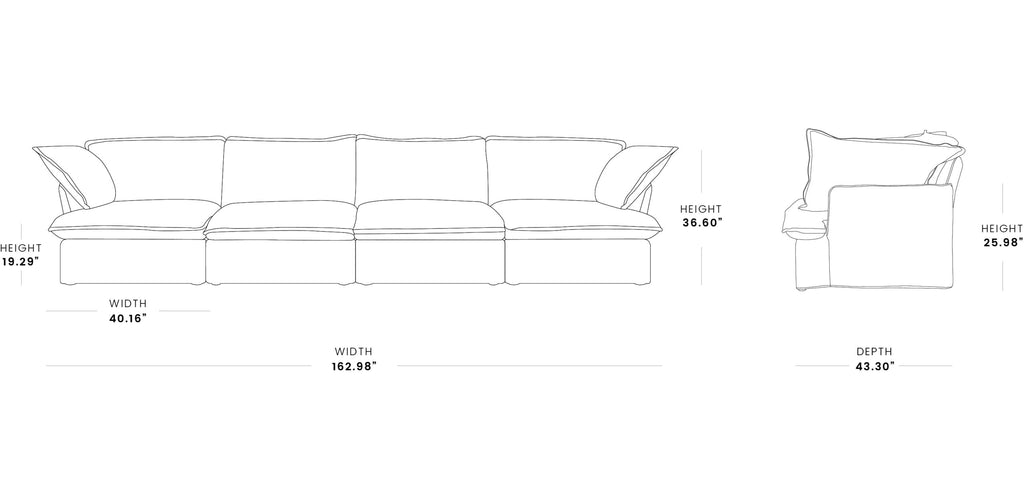 Modular Washable 4-Seater in White