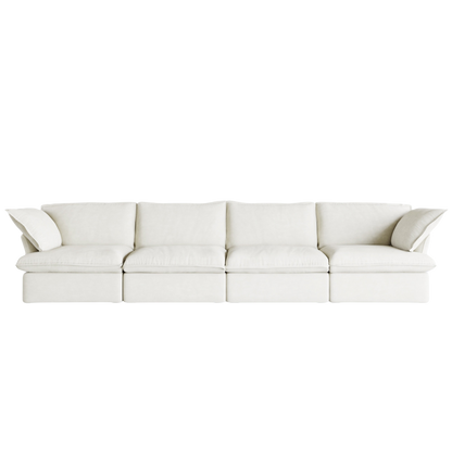 White 4-seater sofa on a white background