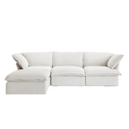 White sectional L-shaped 4-seater sofa on a white background